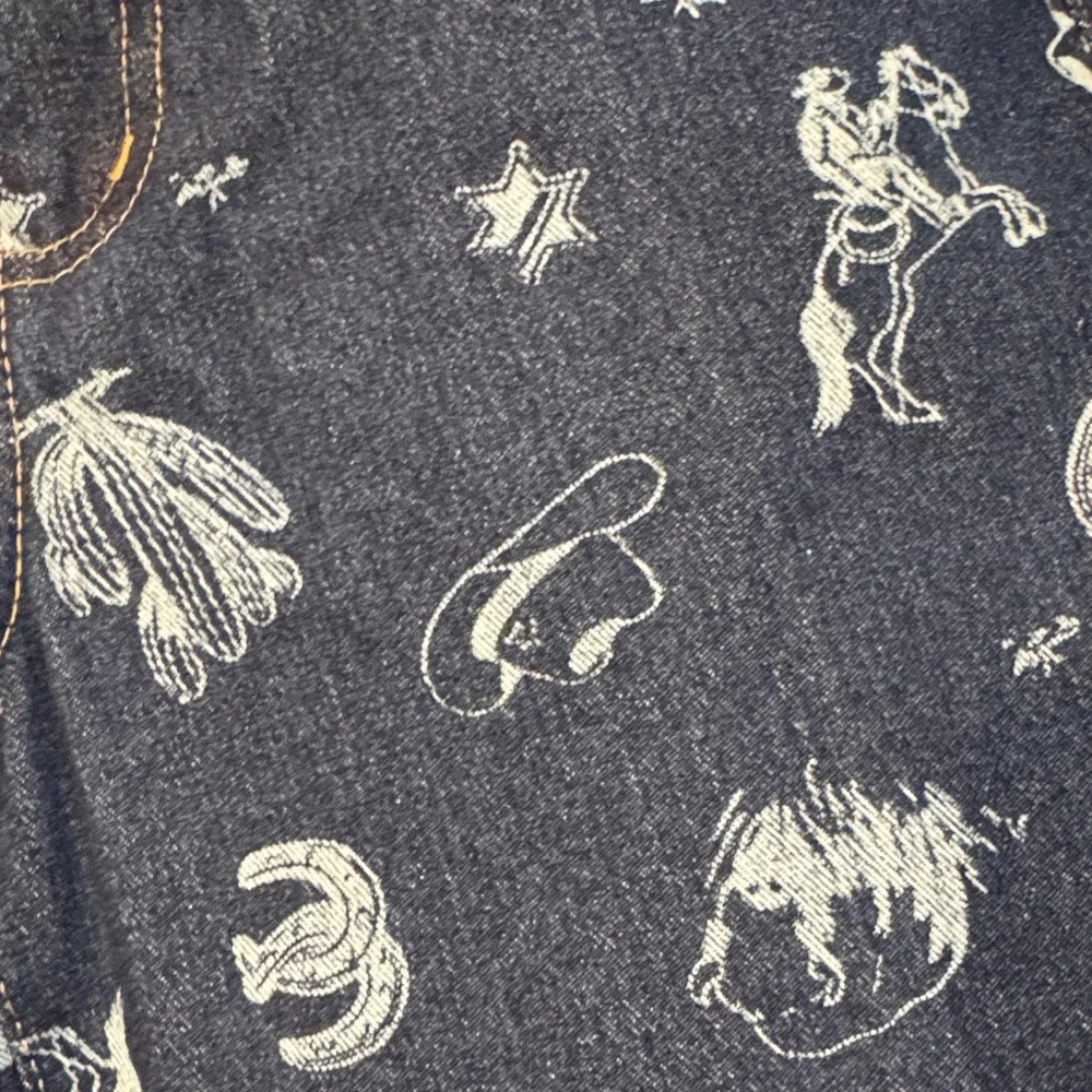 Stylish Blue western Patterned Straight Leg Jeans - Picture 7 of 11